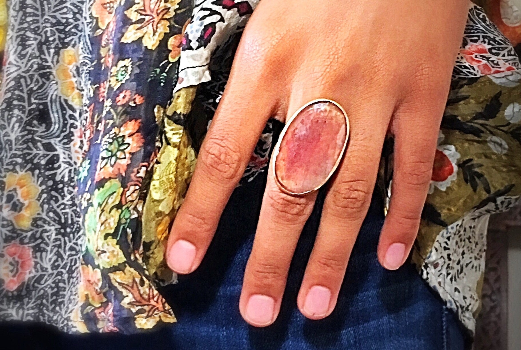 Peach Sapphire Ring 18K Rose Gold