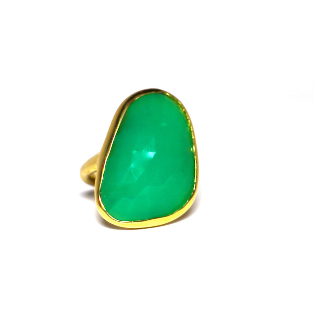 Green Chrysoprase Ring 18K Gold