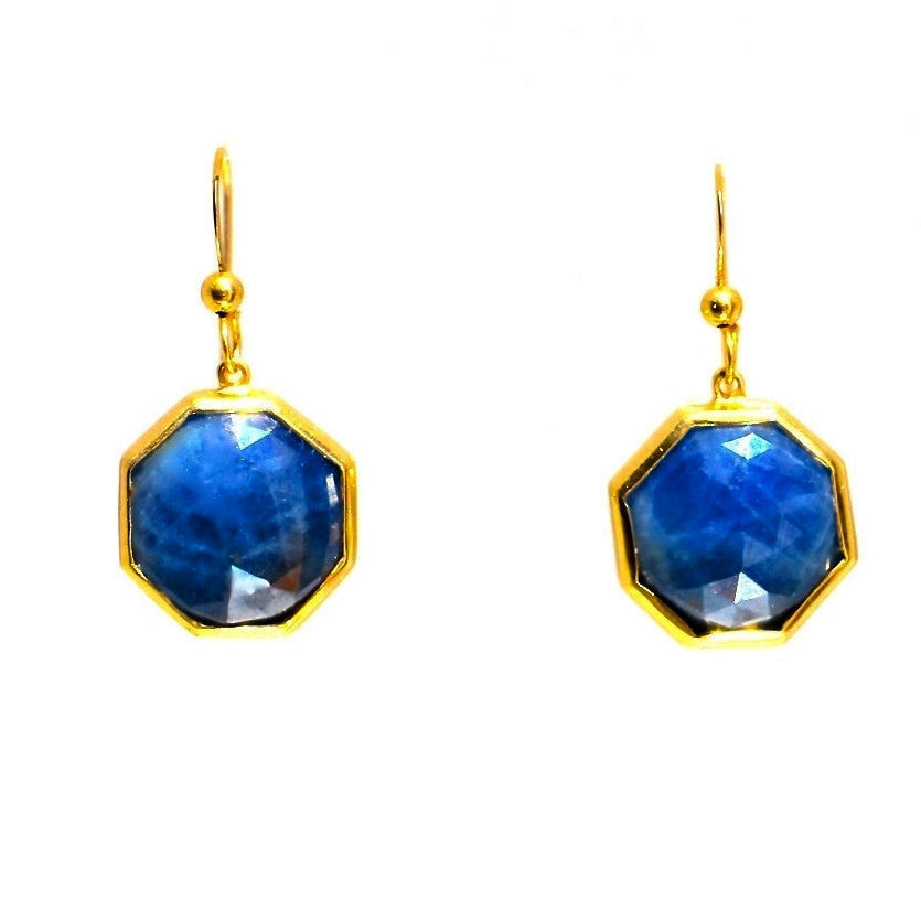 Sapphire Octagon Drop Earrings 18 K Gold